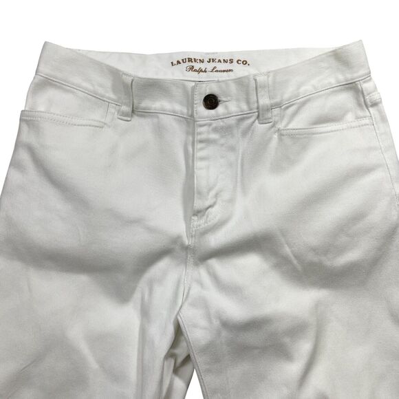 Lauren Jean Co.  Ralph Lauren 2 White Denim Jeans Cotton‎ Blend Classic Midcalf - Picture 6 of 7